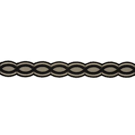Caviar Twists Embroidered Lace Trim on Mesh - 1"