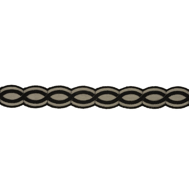 Caviar Twists Embroidered Lace Trim on Mesh - 1"