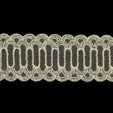 Bright White Scalloped Abstract Embroidered Lace Trim - 1.375"