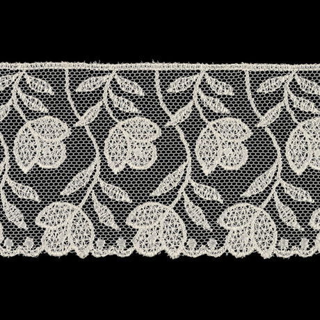 White Tulips Embroidered Lace Trim - 2.25"