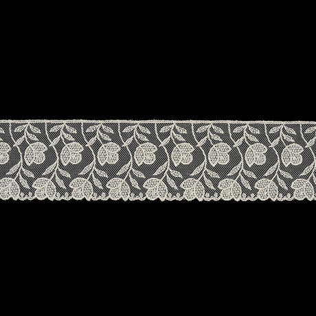 White Tulips Embroidered Lace Trim - 2.25"
