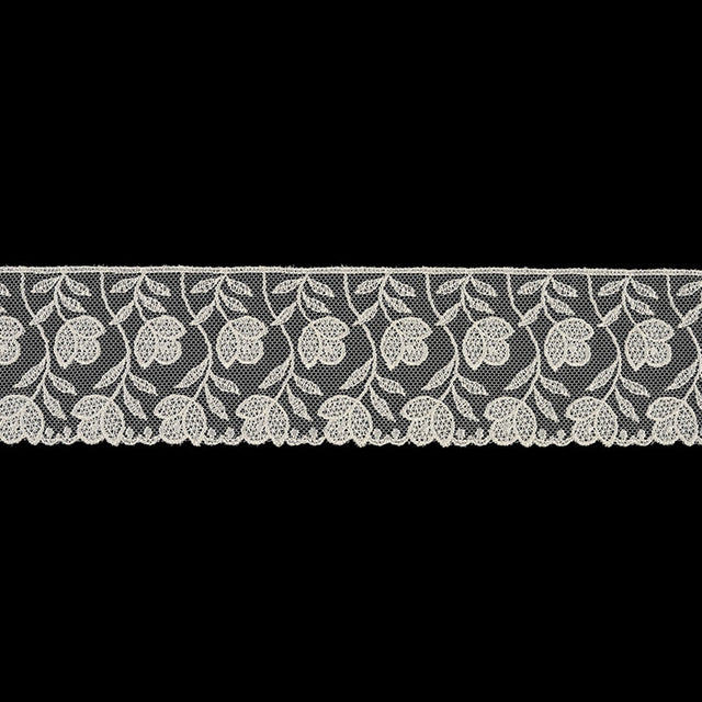 White Tulips Embroidered Lace Trim - 2.25"