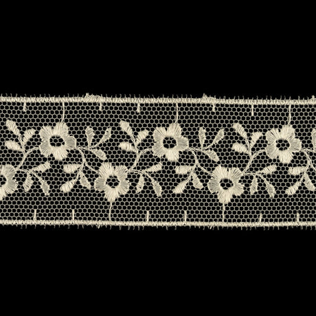 Cloud Dancer Floral Embroidered Lace Trim - 1.25"