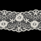 White Flowers and Loop de Loops Zig Zag Embroidered Lace Trim - 1.625"