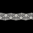 White Flowers and Loop de Loops Zig Zag Embroidered Lace Trim - 1.625"