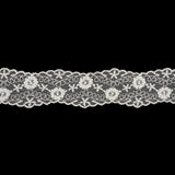 White Flowers and Loop de Loops Zig Zag Embroidered Lace Trim - 1.625"