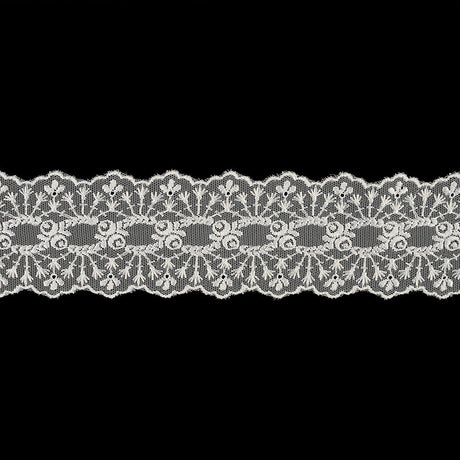 White Luminous Floral Embroidered Lace Trim - 2.375"