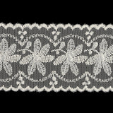 Luminous White Big Flowers Embroidered Lace Trim - 2"