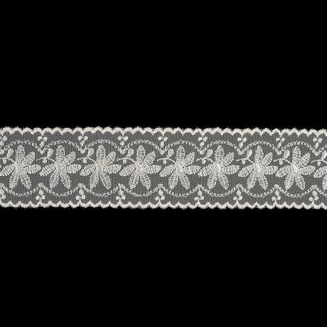 Luminous White Big Flowers Embroidered Lace Trim - 2"