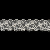 Luminous White Wildflower Buds Embroidered Lace Trim - 2.125"