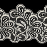 White Luminous Leafy Stems Embroidered and Eyelet Lace Trim - 3"