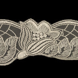 Bone White Luminous Blooming Flowers Embroidered Lace Trim - 2.375"