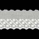White Three-Row Dots Cotton Embroidered Lace Trim with Finished Scalloped Edge - 1.75"