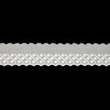 White Three-Row Dots Cotton Embroidered Lace Trim with Finished Scalloped Edge - 1.75"