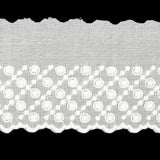 White Five-Row Dots Cotton Embroidered Lace Trim with Finished Scalloped Edge - 2.25"
