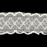 Iridescent Ivory Diamonds Embroidered and Sequined Lace Trim - 1.625"