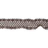 Brown Ruffled Stretch Cotton Blend Lace Trim - 0.875"