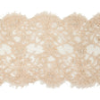 Pale Peach Beaded and Sequined Floral Corded Lace Trim with Eyelash Fringe - 8"