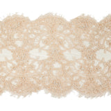 Pale Peach Beaded and Sequined Floral Corded Lace Trim with Eyelash Fringe - 8"