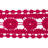 Magenta Circles Cotton Blend Crochet Lace Trim - 2"