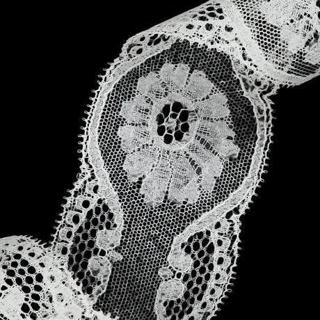 White Floral Lace Trim with Tiny Picot Edging - 2.125"