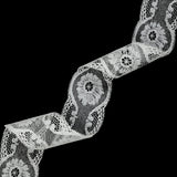 White Floral Lace Trim with Tiny Picot Edging - 2.125"