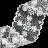 White Floral and Geometric Embroidered Lace Trim with Scalloped Edges - 2.125"