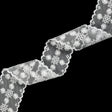 White Floral and Geometric Embroidered Lace Trim with Scalloped Edges - 2.125"