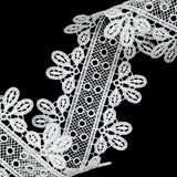 White Leaves and Dots Venise Lace Trim - 2"