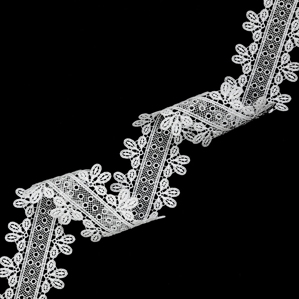 White Leaves and Dots Venise Lace Trim - 2"