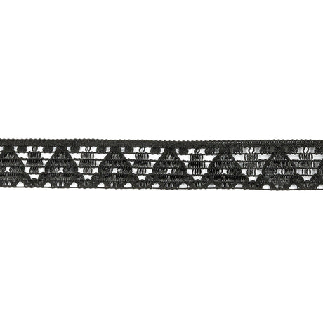 Black Bean Geometric Lace Trim - 0.4375"