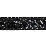Black Sequined Zig Zags on Classical Lace Trim - 2.375"