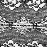 Black Floral and Abstract Re-Embroidered Lace Trim with Scalloped Edges - 5.25"