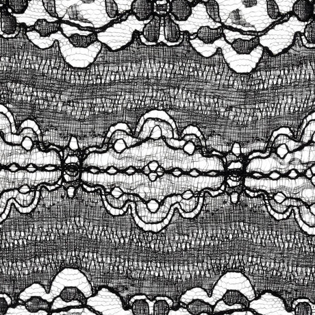 Black Floral and Abstract Re-Embroidered Lace Trim with Scalloped Edges - 5.25"