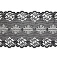 Black Floral and Abstract Re-Embroidered Lace Trim with Scalloped Edges - 5.25"