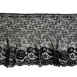 Black Floral Pleated and Ruffled Lace Trim with Scalloped Edge - 5.5"