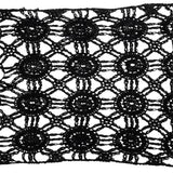 Black Medallions Cotton Blend Crochet Lace Trim - 11.5"