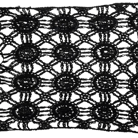 Black Medallions Cotton Blend Crochet Lace Trim - 11.5"