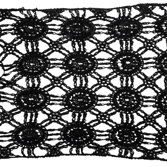 Black Medallions Cotton Blend Crochet Lace Trim - 11.5"