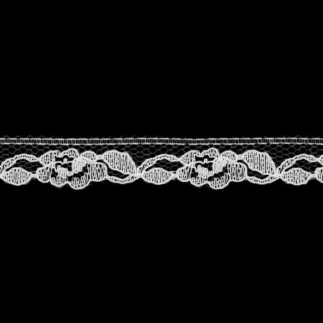 White Floral Re-Embroidered Lace Trim - 0.5"
