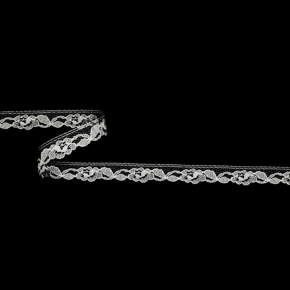 White Floral Re-Embroidered Lace Trim - 0.5"