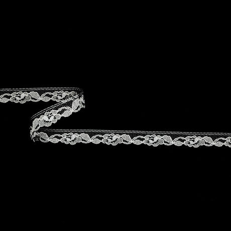 White Floral Re-Embroidered Lace Trim - 0.5"