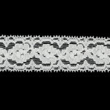 White Floral Stretch Lace Trim - 1.25"