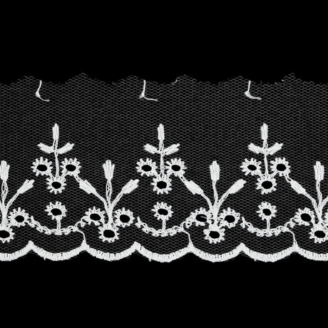 White Embroidered Eyelet Lace Trim - 1.75"