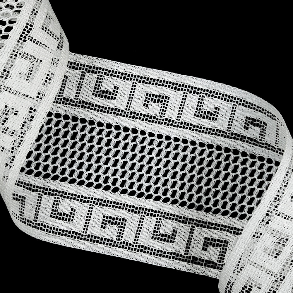 White Greek Key Borders Filet Lace Trim - 2.5"