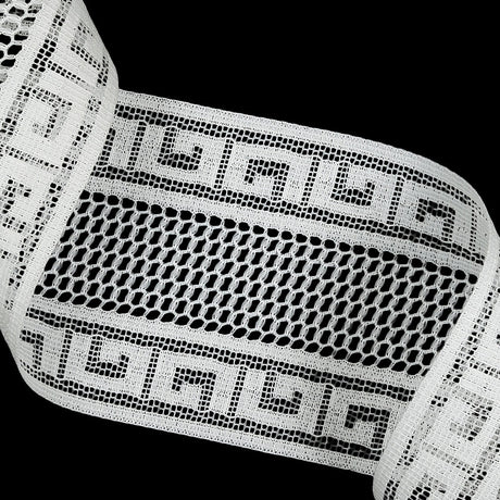 White Greek Key Borders Filet Lace Trim - 2.5"