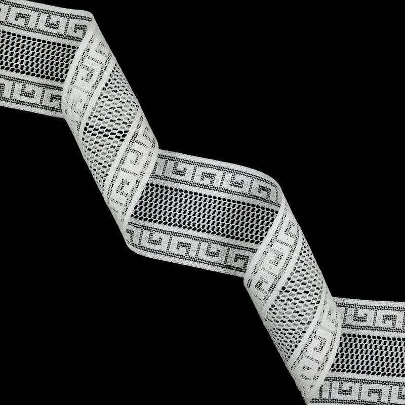 White Greek Key Borders Filet Lace Trim - 2.5"