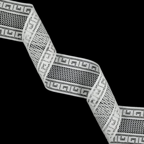 White Greek Key Borders Filet Lace Trim - 2.5"
