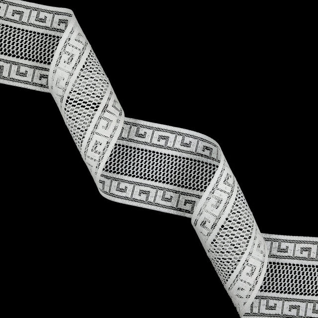 White Greek Key Borders Filet Lace Trim - 2.5"