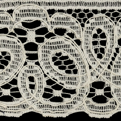 White Leaf-Like Loops Corded Lace Trim - 3.25"